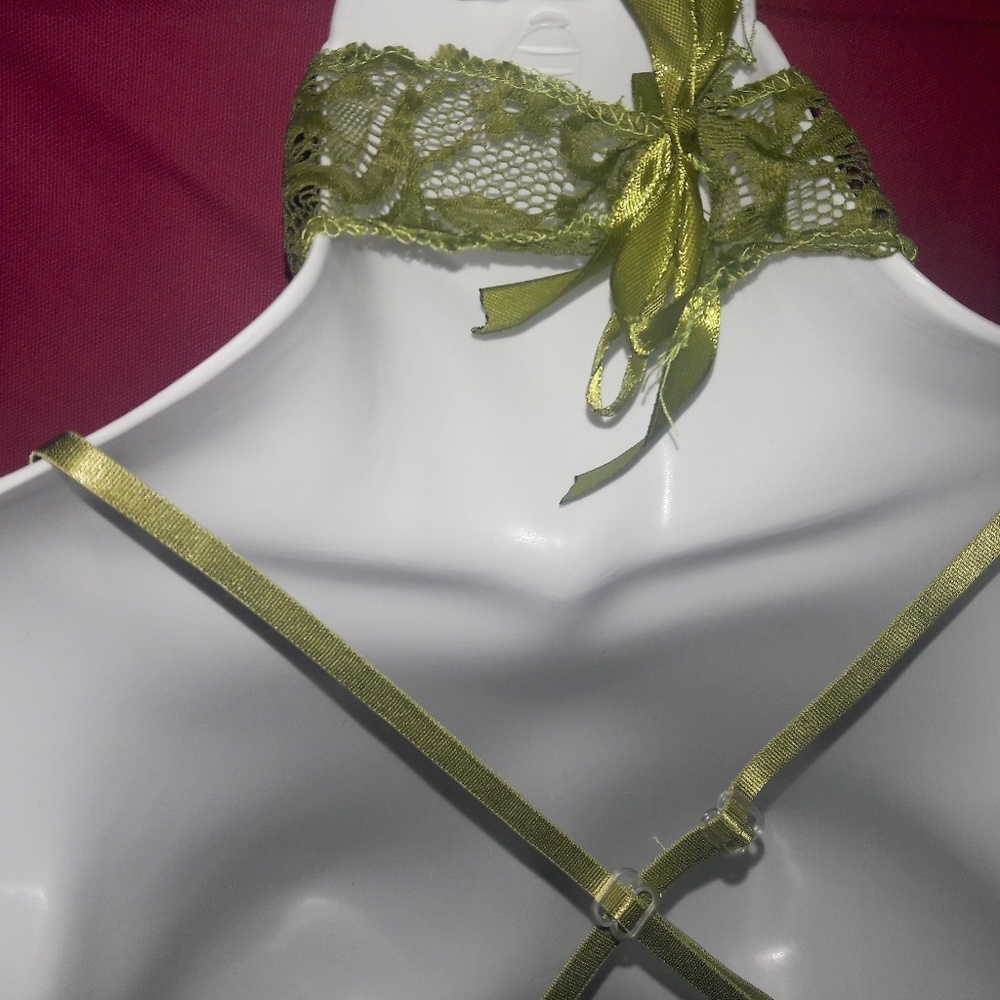 Sheer Green Lace Stretchy Harness Bodysuit Romper! - Picture 4 of 6